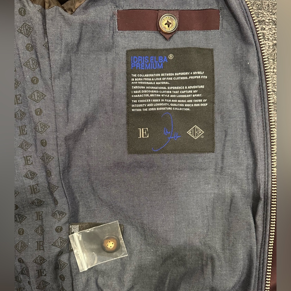 Superdry Idris Elba Collab. Monogram Edition Harrington Jacket, Burgundy- S - Picture 4 of 4